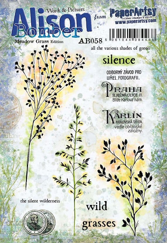 PaperArtsy Alison Bomber Meadow Grass Edition Cling Stamp Set AB058