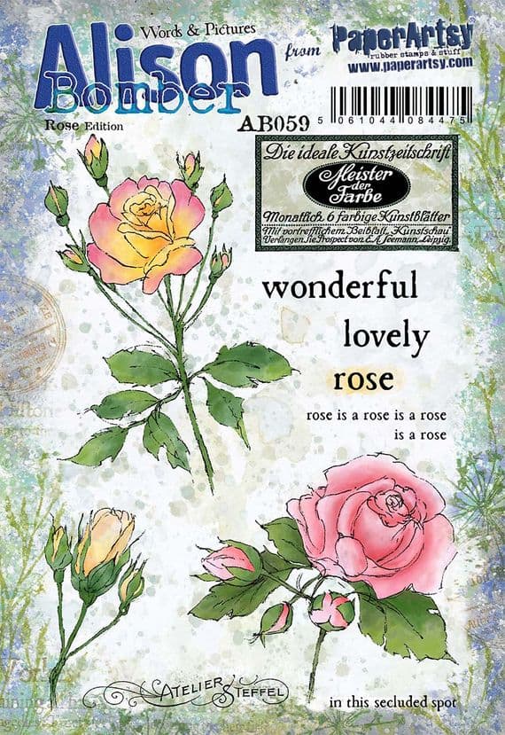 PaperArtsy Alison Bomber AB059 Rose Edition A5 Cling Stamp Set