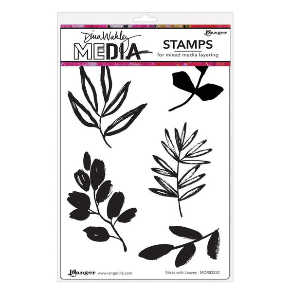 Dina Wakley MEdia - Stamps - Sticks with Leaves -