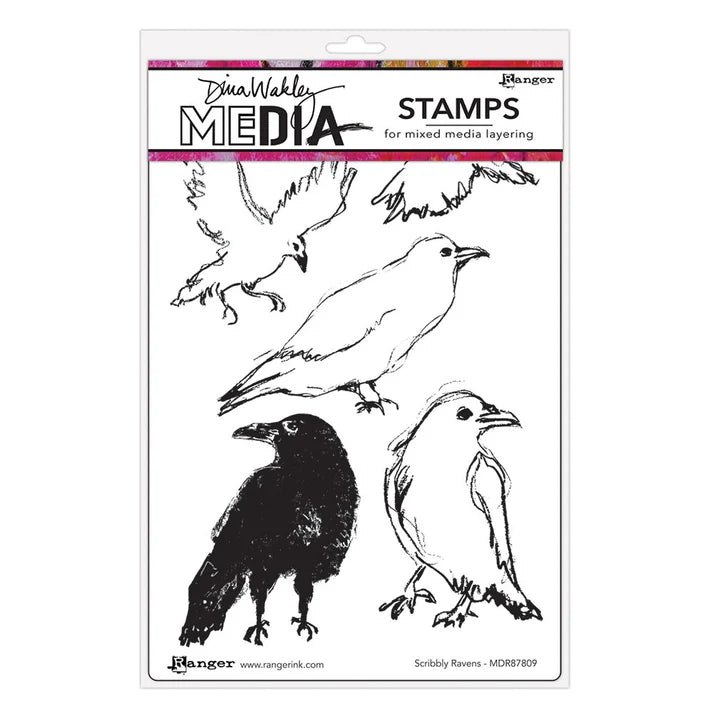 Dina Wakley - Stamps   -  Scribbly Ravens