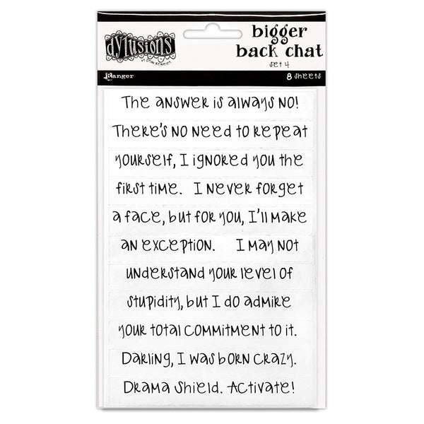 Dylusions - Stickers - Bigger Back Chat - 8 Sheets - White - Set 4 -