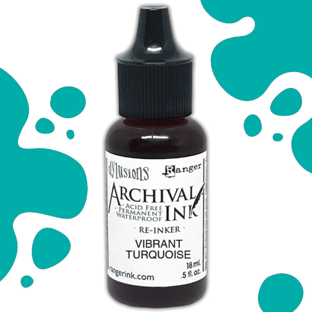 Dylusions - Archival Ink Reinker 18ml Bottle - Vibrant Turquoise