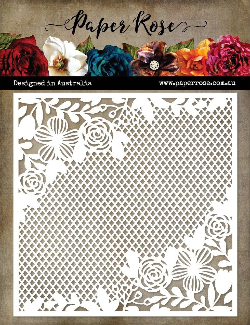 Paper Rose Stencil - Floral Mesh