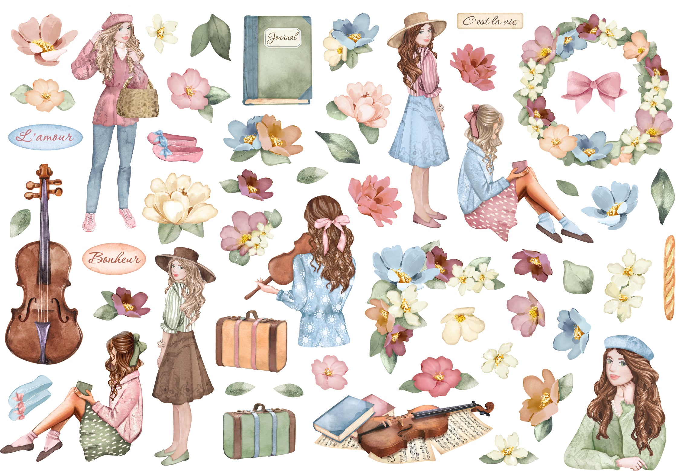 Stamperia Ephemera  - Create Happiness  Girls and Flowers