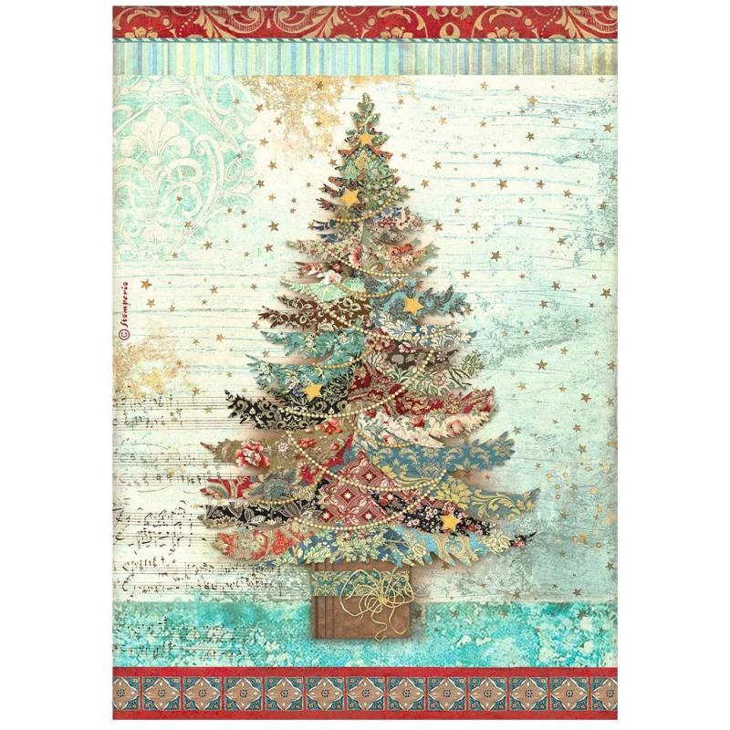 Stamperia  Rice Paper - Christmas Greeting Tree