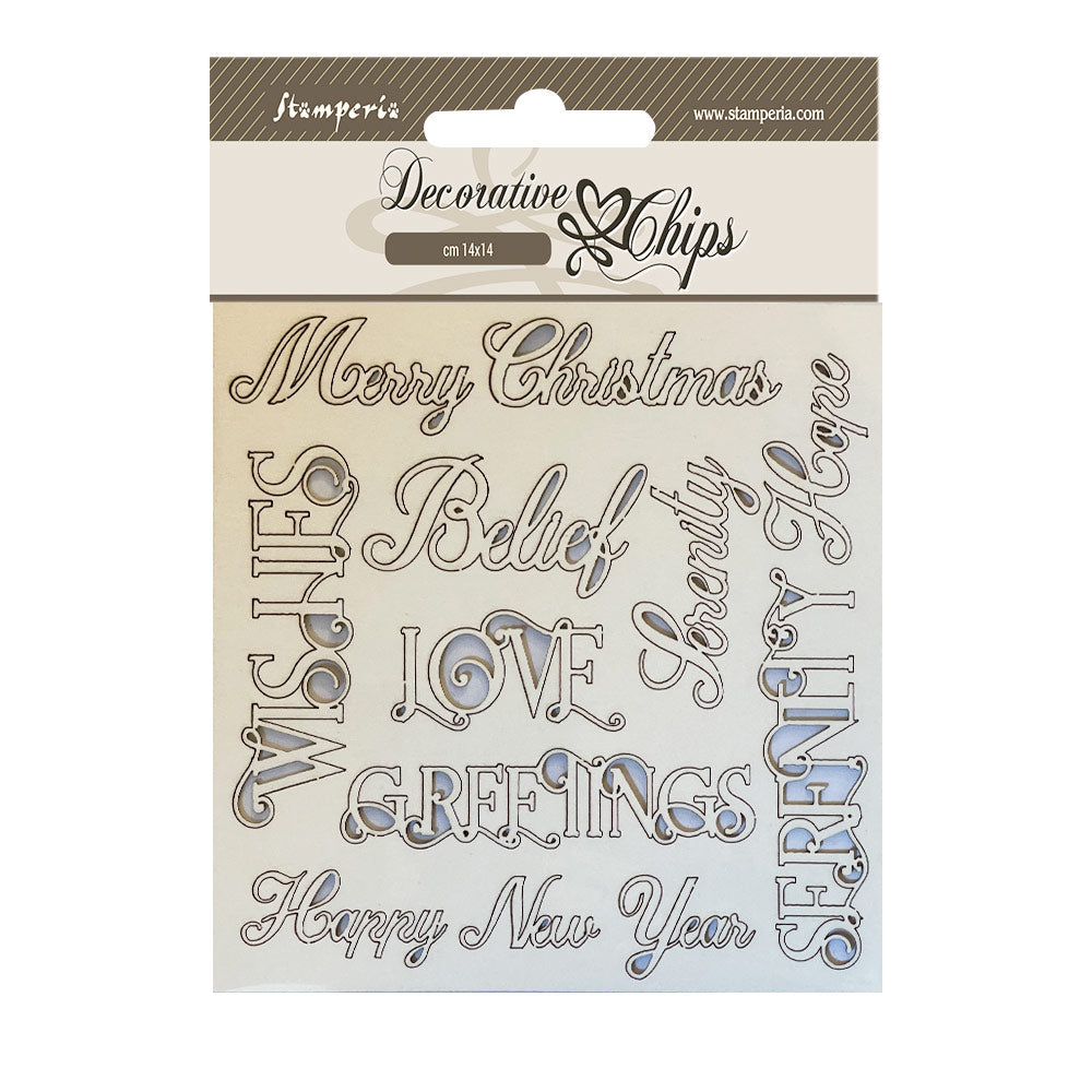 Stamperia -Decorative Chips Christmas Writings