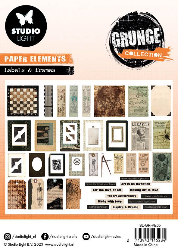 Studio Light Grunge Collection - Paper Elements - Labels and Tags