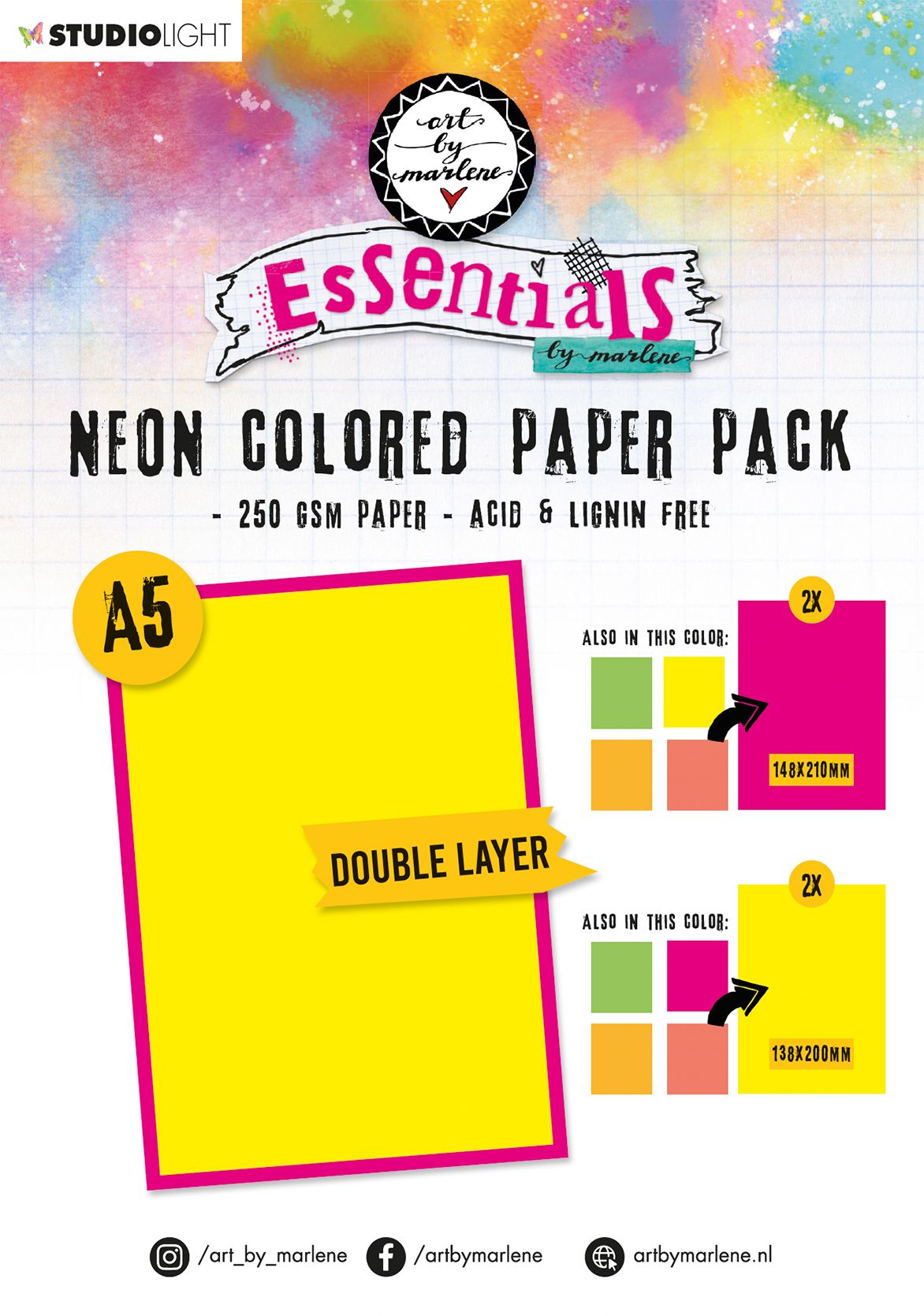 Art By Marlene Neon Colored Paper Pack