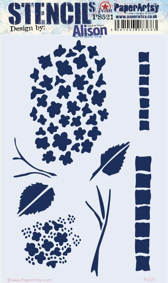 PaperArtsy Stencil PS521 by Alison – Hydrangea