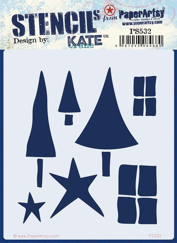PaperArtsy Kate Crane PS532 Trees and Stars Stencil