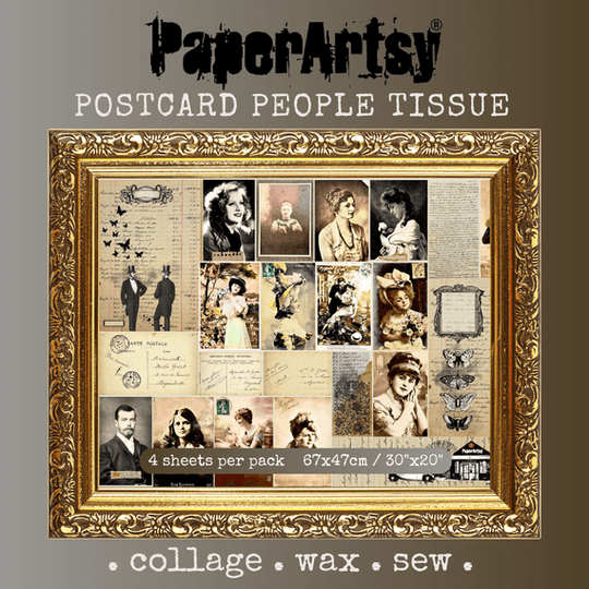 PaperArtsy Postcard People Printed Tissue - 4 Sheets