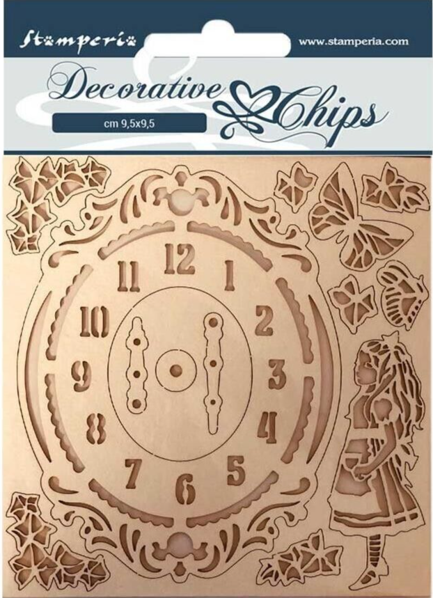 Stamperia Decorative Chips - Alice Orologio