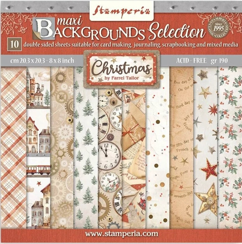 Stamperia Gear Up For Christmas 12 x12 Paper Backgrounds