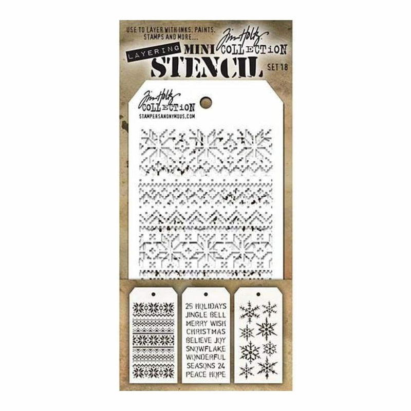 Tim Holtz Layering stencil - Mini Stencil Set 18  ( 3 stencils )
