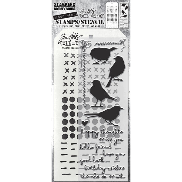 Tim Holtz Clear Stamps and Stencil - Silhouette Birds