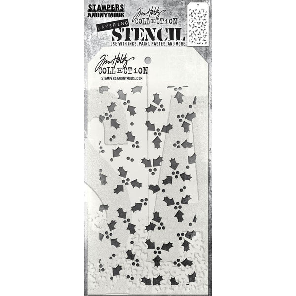 Tim Holtz- Stampers Anonymous  -Tim Holtz Layering Stencil - Tiny Holly