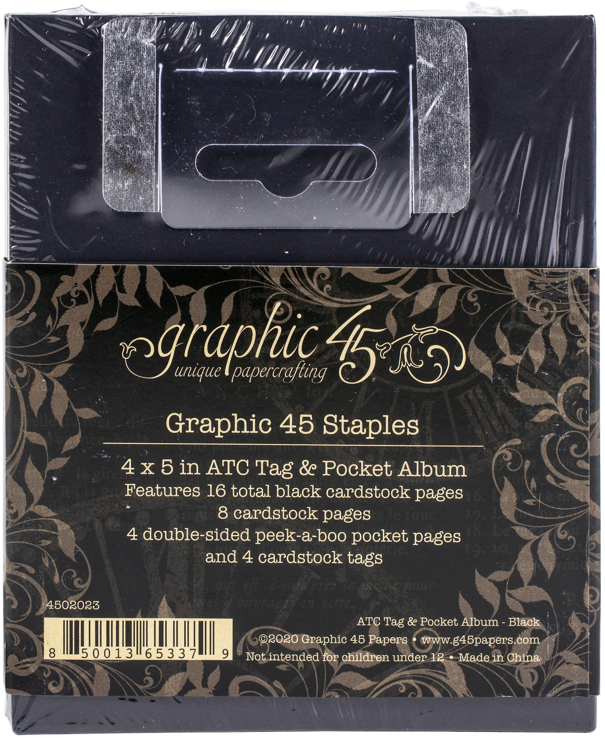 Graphic 45 Album  Atc Tag & Pocket Album -Black