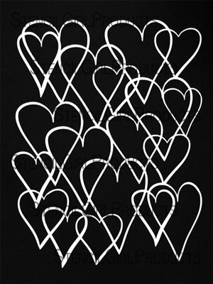 StencilGirl - 9x12 Heart Overlapping Stencil