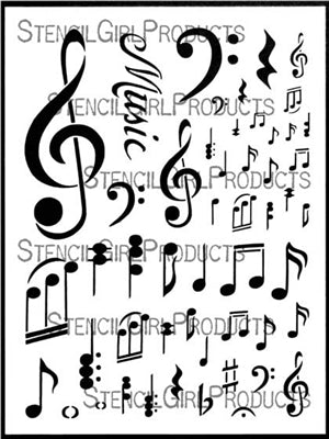 StencilGirl - 9x12 Music Notations Stencil