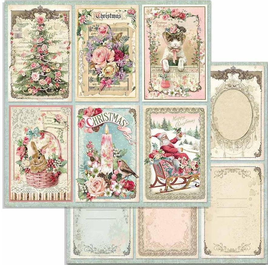 Stamperia  card fronts Christmas Pink