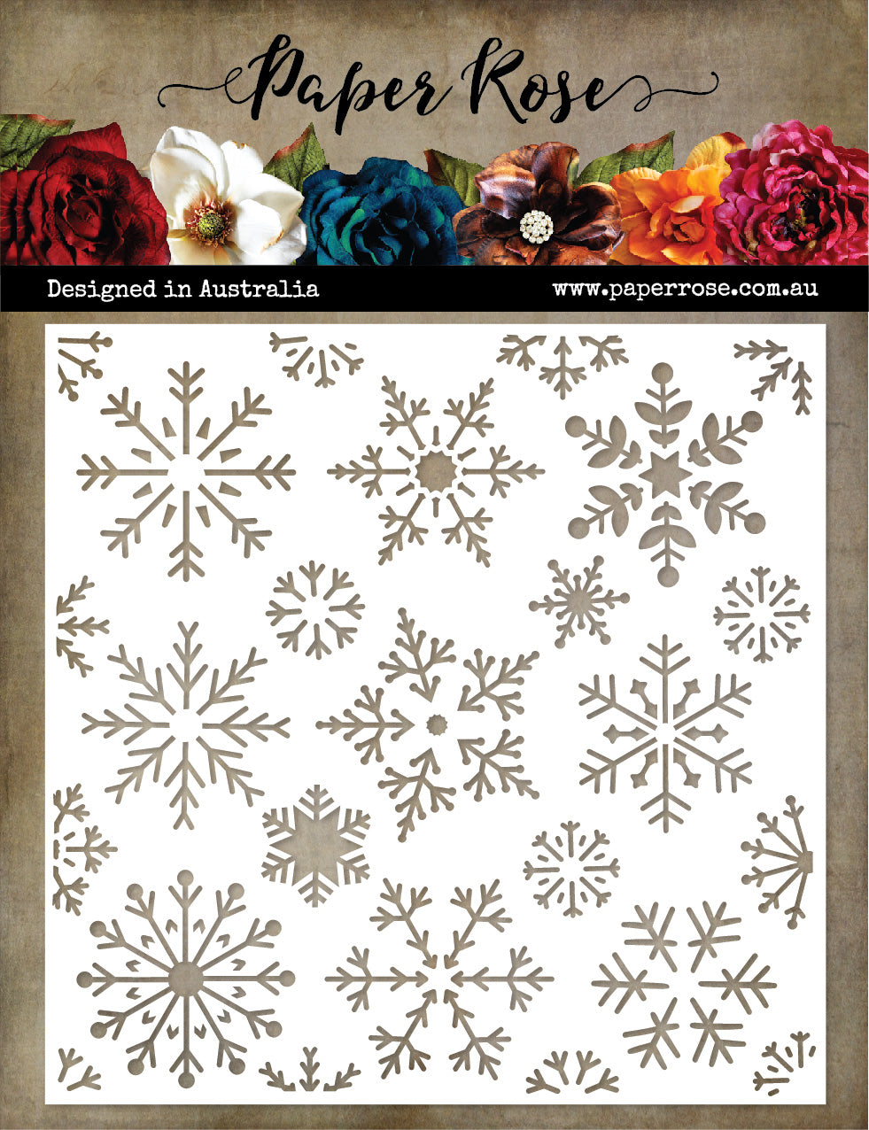 Paper Rose 6x6 Stencil - Snowflakes