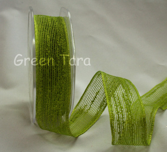 Ribbon Green Burlap per metre