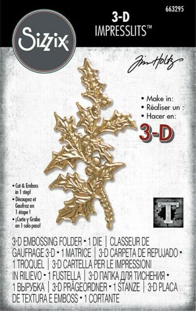 Sizzix 3D Impresslits - Holly Embossing Folder and Die