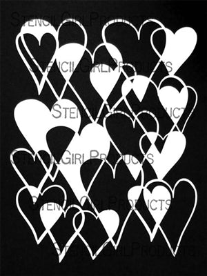 StencilGirl - 9x12 Heart Overlapping - Filled Stencil