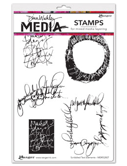 Dina Wakley Stamps       Scribbled Text Elements