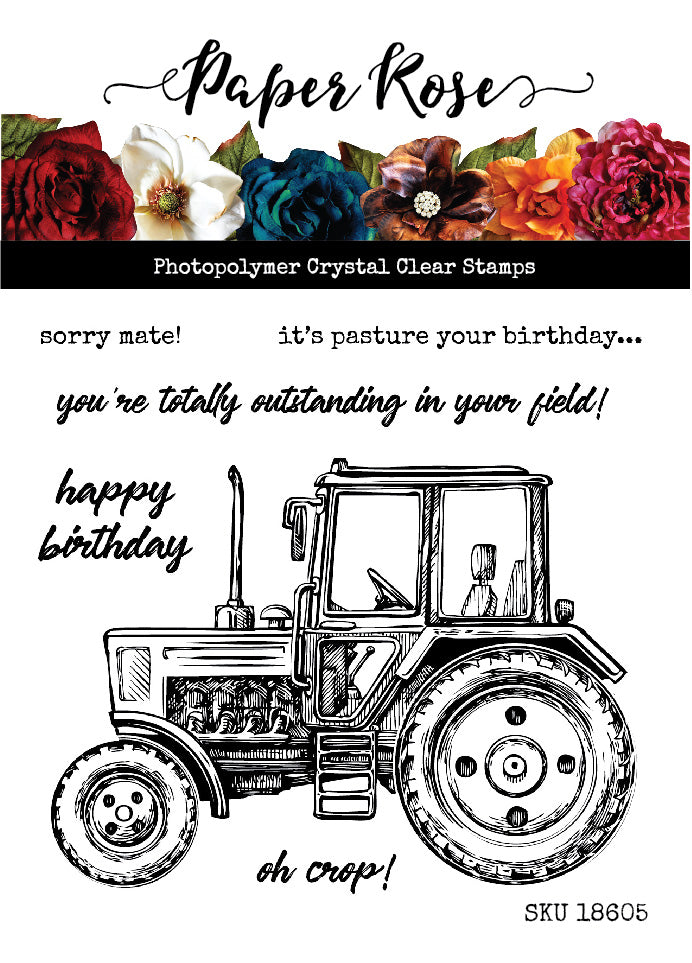 Paper Rose Clear Stamp - Vintage Tractor