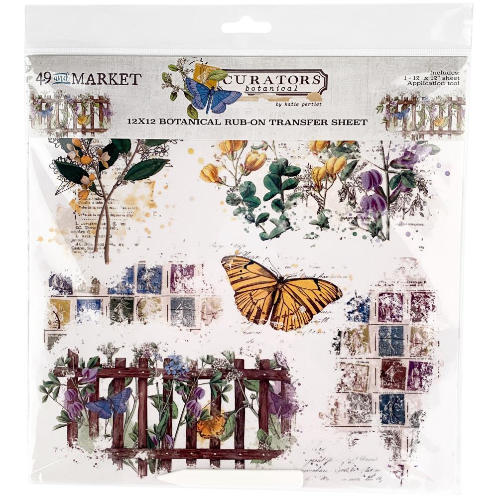 49 and Market - Curators  Botanical - 12 x 12 Rub On Transfers sheet