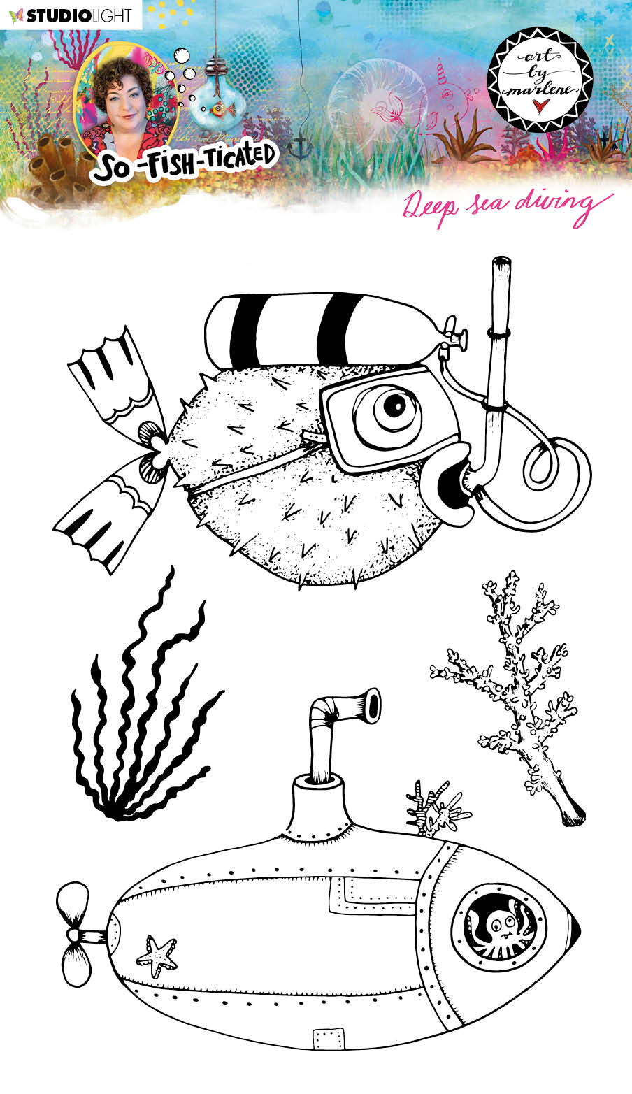 Art By Marlene  So-Fish-Ticated  Clear Stamp  Deep Sea Diving