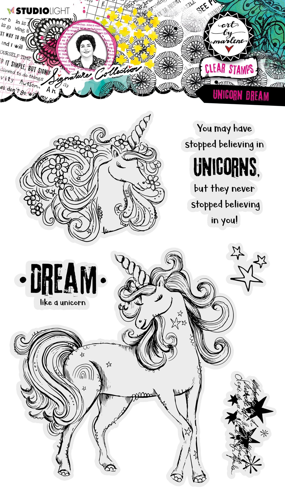 Art by Marlene Clear Stamp - Unicorn Dream