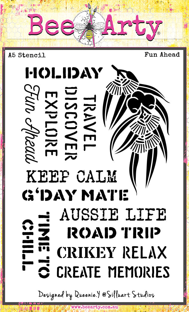 Beearty A5 Stencil - Fun Ahead - Aussie Bushland
