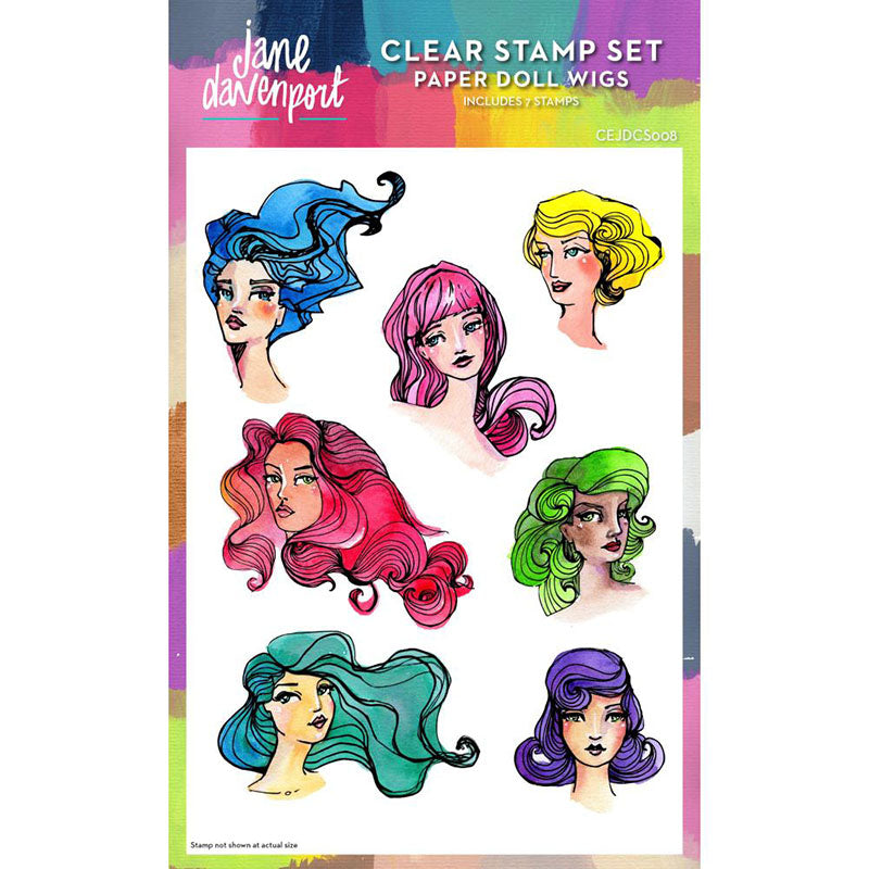 Jane Davenport -  Clear Stamp Set - Paper Doll Wigs