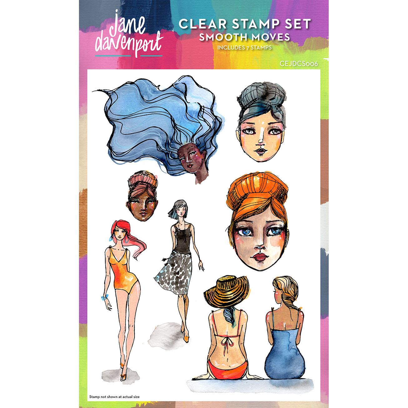 Jane Davenport -  Clear Stamp Set - Smooth Moves