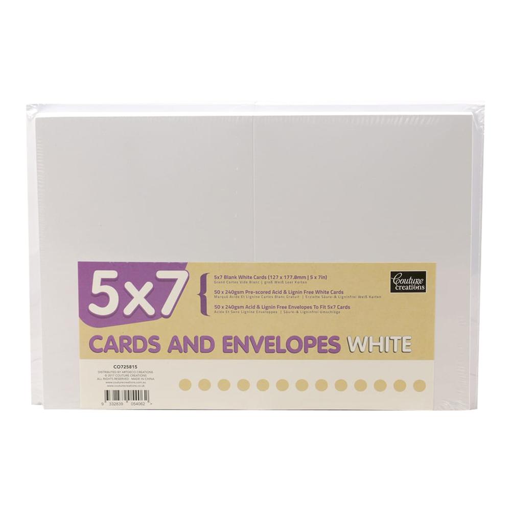 Copy of Couture Creation White  cards and Envelopes  50  card pk 5 x7