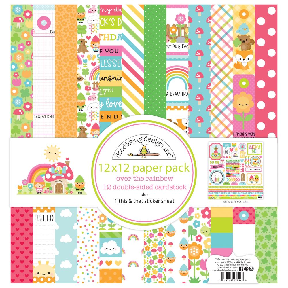 Doodlebug 12 X 12 paper pack - Over the Rainbow