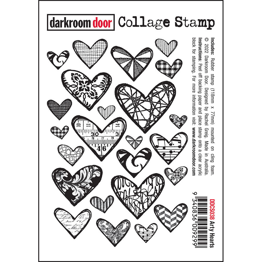 Darkroom Door Collage Stamp - Arty Hearts