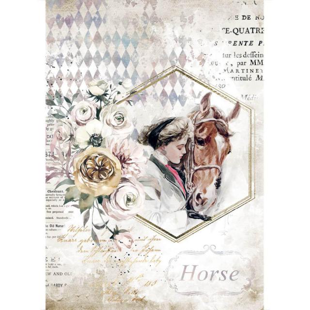Stamperia - Rice Paper -  Romantic  Horses  Lady Frame