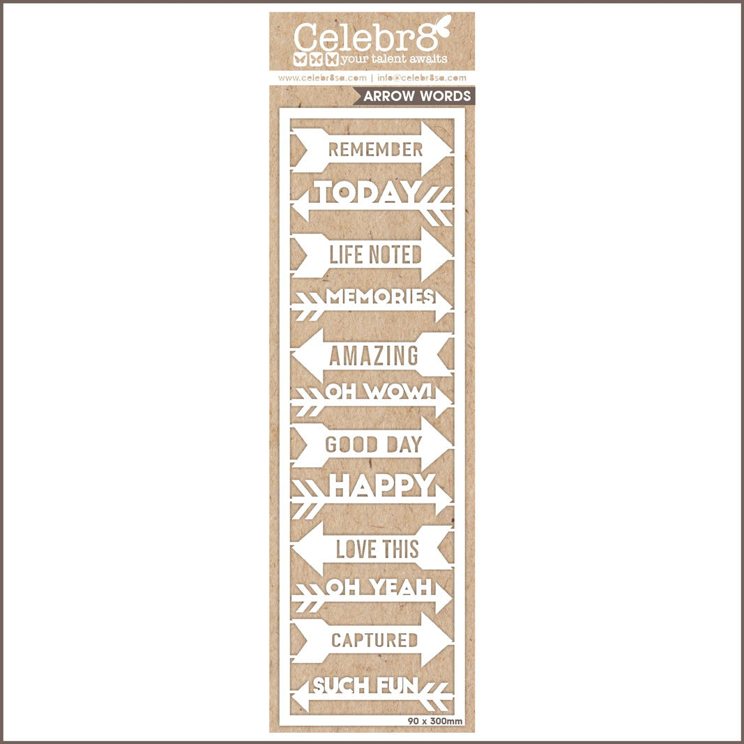 Celebr8  - NEW  -   Matt Board Word Titles  Arrows