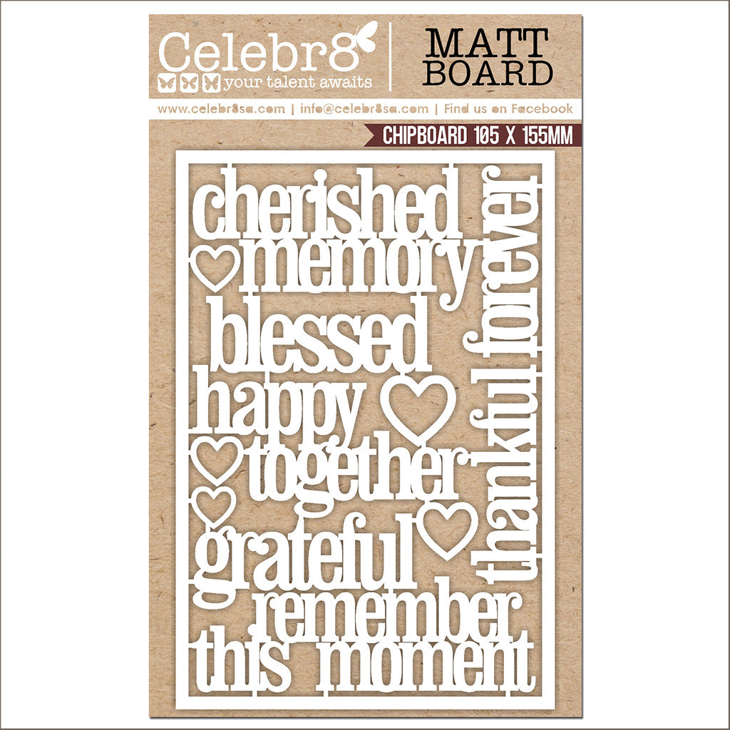 Celebr8  -   Matt Board Word Titles - Cherished Memory