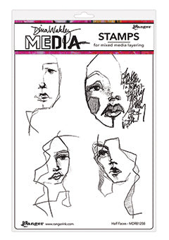 Dina Wakley stamp-Half Faces