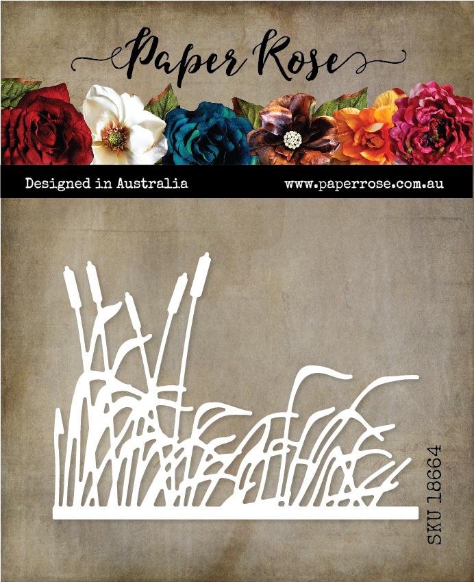 Paper Rose Cattails & Grass Border Die