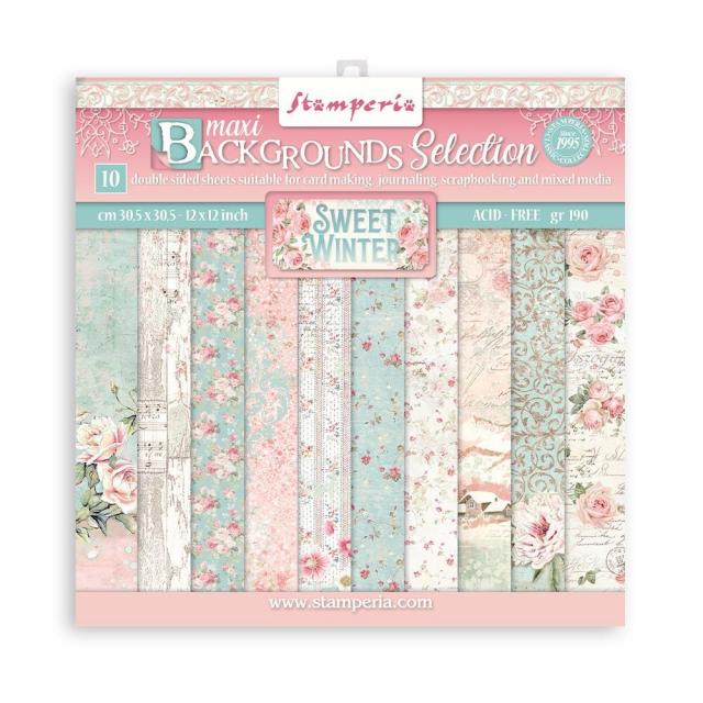 Stamperia   8 x 8 Sweet Winter Backgrounds  Paper Pad