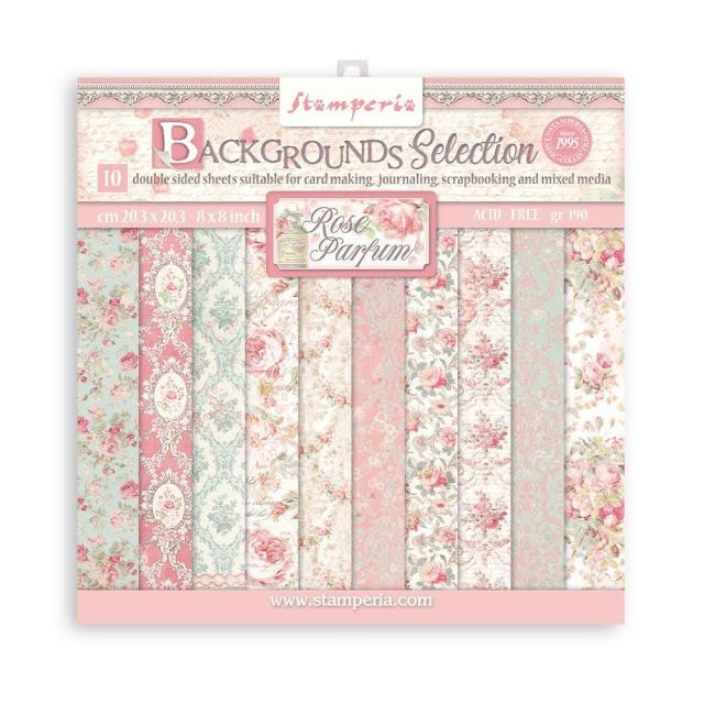 Stamperia -  Rose Parfum  8 x 8 paper pad back