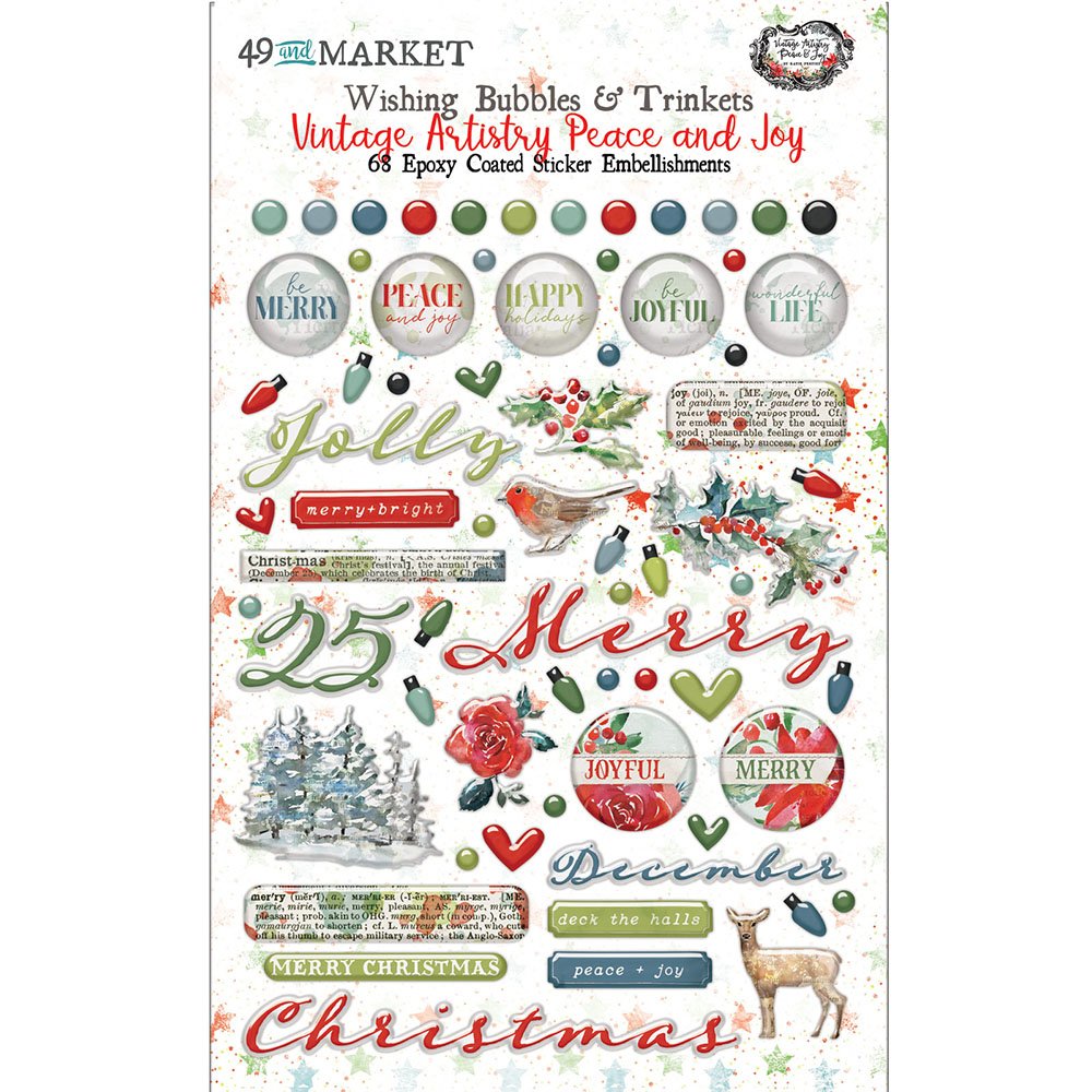 49 and Market - Vintage Artistry -Peace and Joy- Wishing bubbles and trinkets