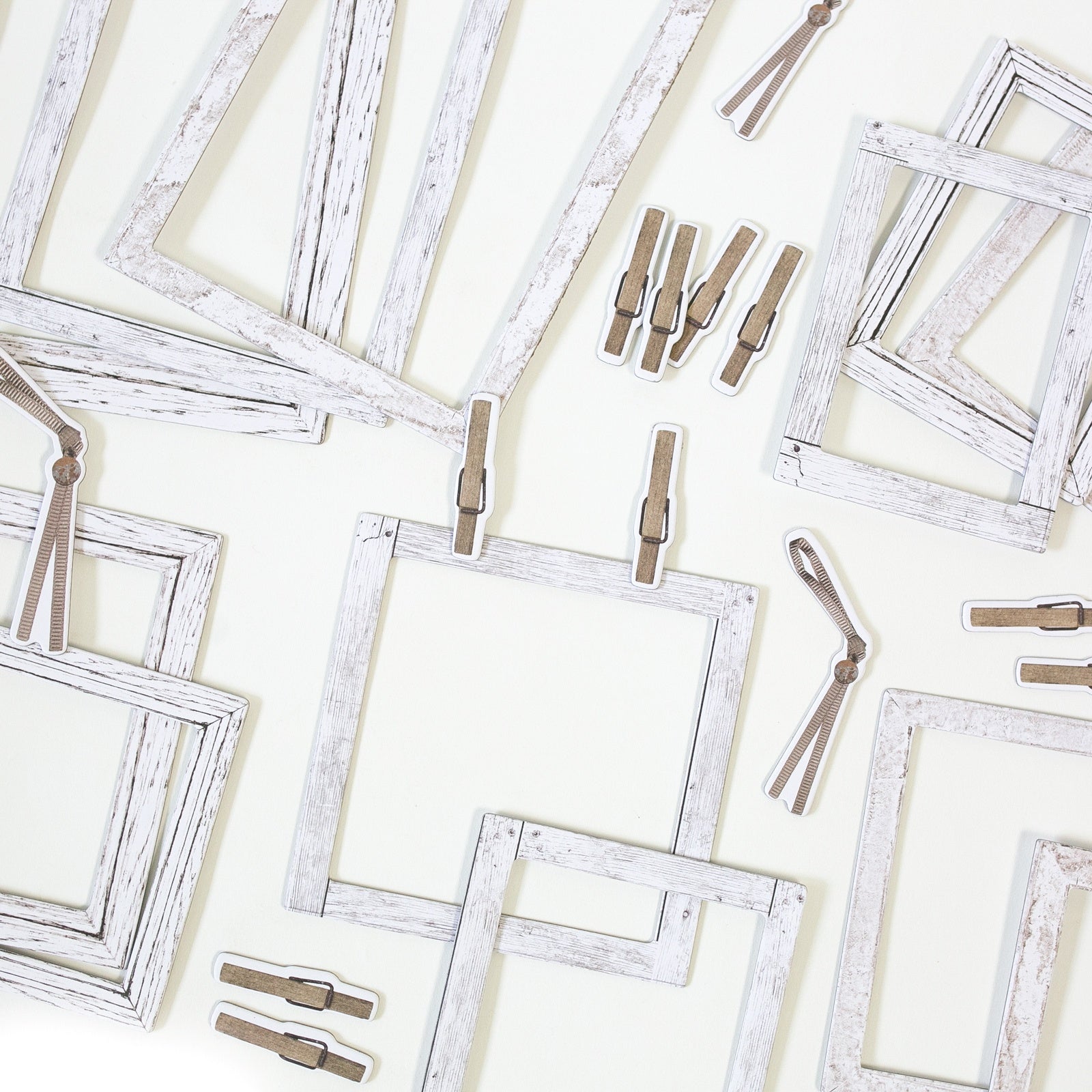 49 Market  Vintage Artistry Essentials    White Wash Chipboard Frames