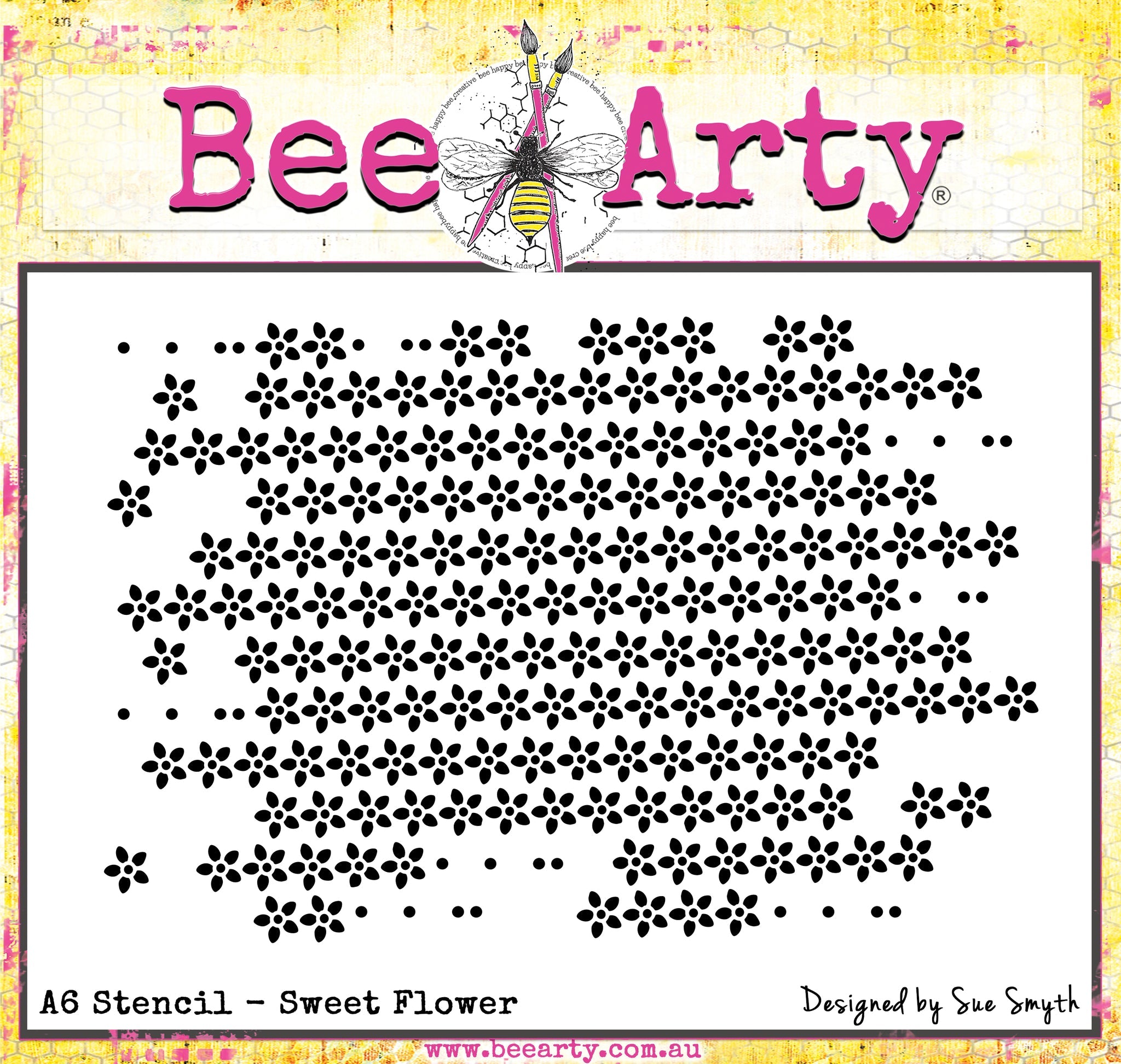 BeeArty  Stencil -  Sweet Flower A6