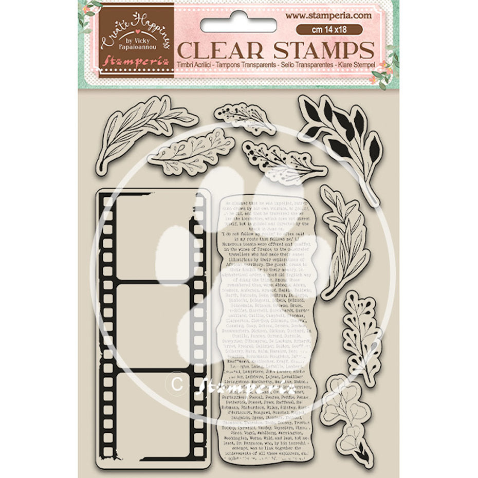 Stamperia Clear Stamps Create Happiness - Leaves and movie film